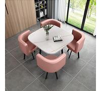 Ensemble de 5 pièces avec table et chaises de salle à manger rondes 80 x 74,9 cm en fourrure Idéal pour petit déjeuner, salle de conférence, salle à manger