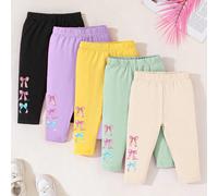 Ensemble de 5 pièces Bas mignons imprimés à motif nœud papillon pour bébés filles, leggings confortables décontractés pour le printemps/l'été/l'automne pour un usage quotidien 6-9M,9-12M,12-18M,18-24M