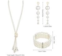 Ensemble De 5 Pièces De Bijoux En Perles À La Mode, Collier De Perles Simple À Double Couche, Boucles D'Oreilles Pendentif En Perles, Bracelet Élé Pour Femme, Adapté Aux Célébrations De Mariage.
