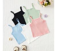 Ensemble de 5 pièces de camisoles aux couleurs dopamine pour jeunes filles, polyvalent pour le port quotidien & cadeau de vacances pour les filles 90,100,110,120,130UnicoloreÉtoffe