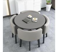 Ensemble de 5 pièces de salle à manger avec 4 chaises carrées et rondes - Durable et pratique - Meuble pour salon, bureau, chambre à coucher, maison, salle à manger, petits espaces