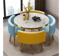 Ensemble de 5 pièces de salle à manger ronde avec 4 chaises - Meuble de cuisine élégant pour petit déjeuner et bar - Idéal pour les petits espaces - 80 x 75 cm