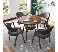 Ensemble de 5 pièces de salle à manger ronde en cuir avec 4 chaises, petite table de coin de cuisine, table de petit déjeuner, bureau de négociation de conférence pour club, salon, bureau