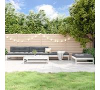 Ensemble de 5 pièces de salon de jardin blanc, en pin massif, meubles d'extérieur modulaires pour balcon, terrasse, ensemble de conversation robuste