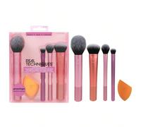 Ensemble de 5 pièces d'essentiels quotidiens de pinceaux de maquillage Real Techniques, comprenant 4 pinceaux et une éponge de maquillage, pour le fond de teint, le fard à joues, le bronzer, le contou