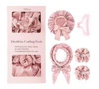 Ensemble de 5 pièces Ellitina sans chaleur pour boucler les cheveux avec un bonnet de satin de luxe - Bandeau de sommeil doux pour cheveux longs, fers à friser DIY faciles et accessoires, hypoallergén