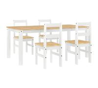 Ensemble de 5 pièces Panama blanc en pin massif avec finition cire de miel | Durable et naturel | Parfait pour les familles et les petits appartements