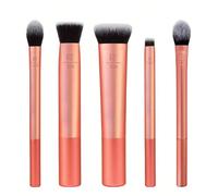Ensemble de 5 pinceaux de maquillage Real Techniques, comprenant un pinceau correcteur, un pinceau de fond de teint, un pinceau de contour, un pinceau pour poudre et un pinceau pour le front, ainsi qu
