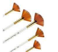 Ensemble de 5 Pinceaux en Éventail avec Longs Manches en Bois, Poils en Nylon Anti-Perte pour Peinture Acrylique