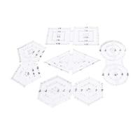 Ensemble de 5 règles de travail, règle de couture en acrylique avec des formes doubles rondes, pentagonales, hexagonales et triangulaires, règles manuelles transparentes pour un
