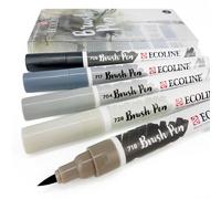 Ensemble De 5 Royal Talens Ecoline Liquide Aquarelle Dessin Brosse Stylos - Gris