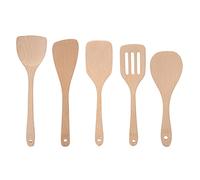 Ensemble de 5 spatules et cuillères en bois, ustensiles de cuisine sûrs pour poêles antiadhésives, set d’ustensiles de cuisine en bois écologiques avec trous de suspension pour la