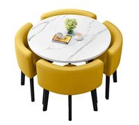 Ensemble de 5 Tables de Négociation, Table à Manger et Chaises pour Réception, Salle de Conférence, Bureau à Café, pour Salon, Cuisine, Bureau, Salon de Beauté(Yellow,70cm/27.6in)