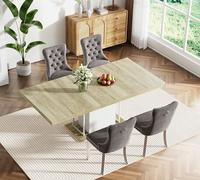 Ensemble de 5 tables de salle à manger extensibles en bois avec base robuste et velours gris pour salle à manger de 10,2 à 160 à 200,7 cm - Meuble de salle à manger rustique pour réunions de famille