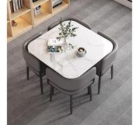Ensemble de 5 tables de salle à manger modernes avec dessus carré en ardoise - Chaises grises élégantes pour cuisine et salon - Meuble de maison parfait pour une expérience culinaire élégante
