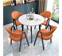 Ensemble de 5 tables de salle à manger rondes avec 1 table et 4 chaises - Meuble de cuisine moderne pour 4 pièces - Économie d'espace - Décoration de salle à manger - 80 x 75 cm (l x H)