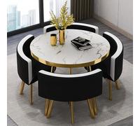 Ensemble de 5 tables de salle à manger rondes avec 4 chaises - Table de conférence moderne pour salle à manger - Économie d'espace - 80 x 75 cm