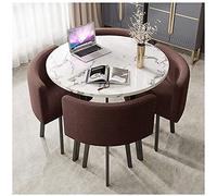 Ensemble de 5 tables de salle à manger rondes et élégantes pour 4 personnes - Mobilier de cuisine moderne avec chaises rembourrées, parfait pour les petits espaces, utilisation à la maison et au