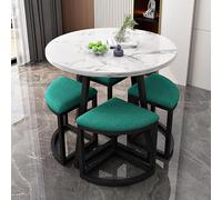 Ensemble de 5 tables de salle à manger rondes modernes en métal et bois avec 4 chaises - Idéal pour cuisine, salle à manger, coin repas, coin repas