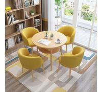 Ensemble de 5 tables de salle à manger rondes modernes pour 4 personnes avec chaises en cuir synthétique pour cuisine, bureau, conférence, couleur au choix