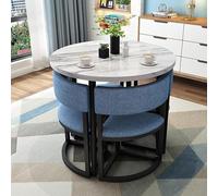 Ensemble de 5 tables de salle à manger rondes modernes pour table de petit déjeuner de 4 à 80 cm avec chaises rembourrées douces, parfaites pour les petits bureaux, les appartements, les salles