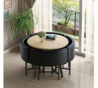 Ensemble de 5 tables de salle à manger rondes pour 4 personnes, avec pieds en acier, idéal pour les petites cuisines et les espaces, table basse en option