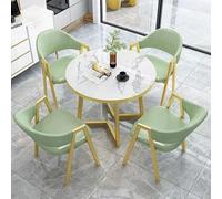 Ensemble de 5 tables rondes en marbre avec dossier en polyuréthane pour bureau, réception, petite salle de conférence, salon et club, table de négociation de 80 cm Vert clair