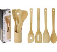 Ensemble de 5 ustensiles de cuisine en bambou