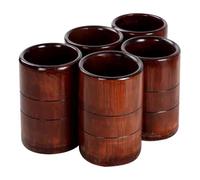 Ensemble de 5 ventouses en bambou carbonisé, kit de thérapie par ventouses avec bocaux en bambou naturel, outils de détoxification de qualité spa(7.5-8.5cm)