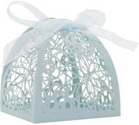 Ensemble de 50, Découpe Laser Fleurs Boîtes faveur de mariage, Papier Parti faveur de mariage ruban Boîtes de bonbons Pour la fête de la Saint-Valentin