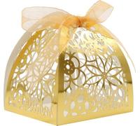 Ensemble de 50, Découpe Laser Fleurs Boîtes faveur de mariage, Papier Parti faveur de mariage ruban Boîtes de bonbons Pour la fête de la Saint-Valentin