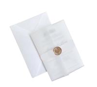 Ensemble de 50 invitations mariage élégantes en vélin avec ruban et sceau cire - Invitation luxe personnalisée enveloppe | Design romantique minimaliste pour Mariages, Invitations