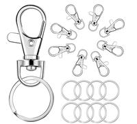 Ensemble de 50 pièces de Clips pour Porte-Clés, Crochets Lanière Porte-Clés, Porte-Clés, Porte-Clés Mousqueton, Boutons-Pression pour lanière pivotante, pour La Fabrication de Bijoux, Lanières, Clés