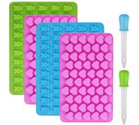 Ensemble De 55 Mini Moules À Chocolat En Forme De Coeur Et 50 Moules En Forme D'ours Avec Pipettes Bonus, Silicone Écologique, Multi-Usages