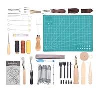 Ensemble de 55 outils pour l’artisanat du cuir, kit de sculpture et d’estampage du cuir à faire soi-même avec boîte de rangement, outils artisanaux pour le travail du cuir,