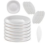 Ensemble de 6 Assiettes Blanches 27 cm à Bord Doré en Verre Trempé KADAX