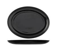 Ensemble De 6 Assiettes En Verre Premiere Ovale Noir 33 Cm H&H
