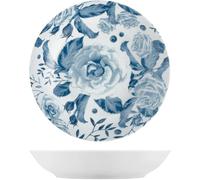 Ensemble De 6 Assiettes Plates En Porcelaine Décorées De Roses Bleues 27 Cm, H&H