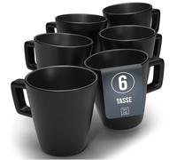Ensemble de 6 Assiettes Plates Noires Mattes Manhattan -Teller en Grès Premium, Adaptés au Lave-vaisselle et au Micro-ondes- Élégantes Assiettes Noires pour 6 Personnes - Pure Living Urban Black