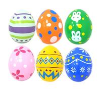 Ensemble de 6 Ballons Œufs de Pâques, Décorations Gonflables de 40cm avec Lapin de Pâques Coloré, Ornements PVC Mignons pour Fête Printanière, Décoration Extérieure et Intérieure