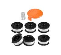 Ensemble de 6 bobines de rechange avec couvercle et ressort inclus, noir, plastique durable pour une gestion facile du fil