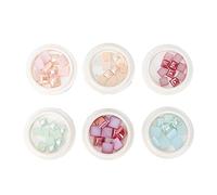 Ensemble de 6 boîtes de décoration carrée pour nail art, accessoires de décoration pour ongles à paillettes DIY, décorations d’ongles en ABS brillant pour ongles en gel acrylique