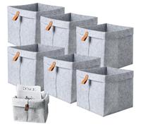 Ensemble de 6 boîtes Rangement en Feutre pour ustensiles Cuisine, Cubes carrés Pliables 23 x 25 cm avec Crochet, Ranger Jouets, vêtements, Livres, Chaussures, Bureau ou Chambre d'é
