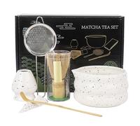 Ensemble de 6 bols et fouet à matcha pour amateurs de thé matcha (blanc)