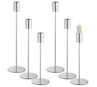 Ensemble de 6 Bougeoir, 6 Bougeoir Argent, 3 Chandeliers Bougeoir lustre Cylindrique de différentes hauteur.Bougeoirs lustre convient aux mariages,aux fêtes d'anniversaire et aux dîners aux Chandelier