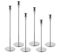 Ensemble de 6 Bougeoir, 6 Bougeoir Argent, 3 Chandeliers Bougeoir lustre coniques de différentes hauteurs. Bougeoirs lustre convient aux mariages, aux fêtes d'anniversaire et aux dîners aux Chandelier