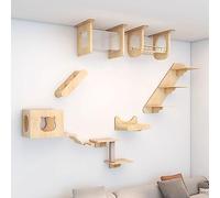 Ensemble de 6 cadres d'escalade en bois massif pour chat, meubles muraux peu encombrants, étagère murale d'escalade pour chat et perchoir