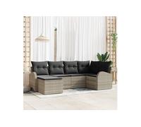 vidaXL Ensemble de 6 Canapés de Jardin avec Coussins en Rattan Poly Gris Clair