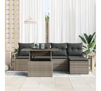 vidaXL Ensemble de 6 Canapés de Jardin avec Coussins Gris Poly-Rattan