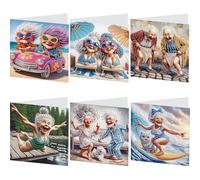 Ensemble de 6 cartes de vœux en peinture de diamants, cartes DIY avec mosaïque de diamants, cartes faites main avec strass pour anniversaires, Thanksgiving, fêtes